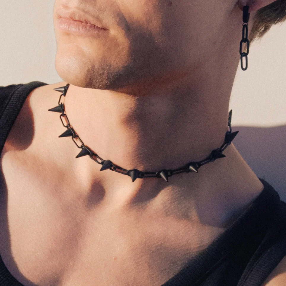 K12 - BLACK PAPERCLIP SPIKE CHAIN - 7MM - Image 3