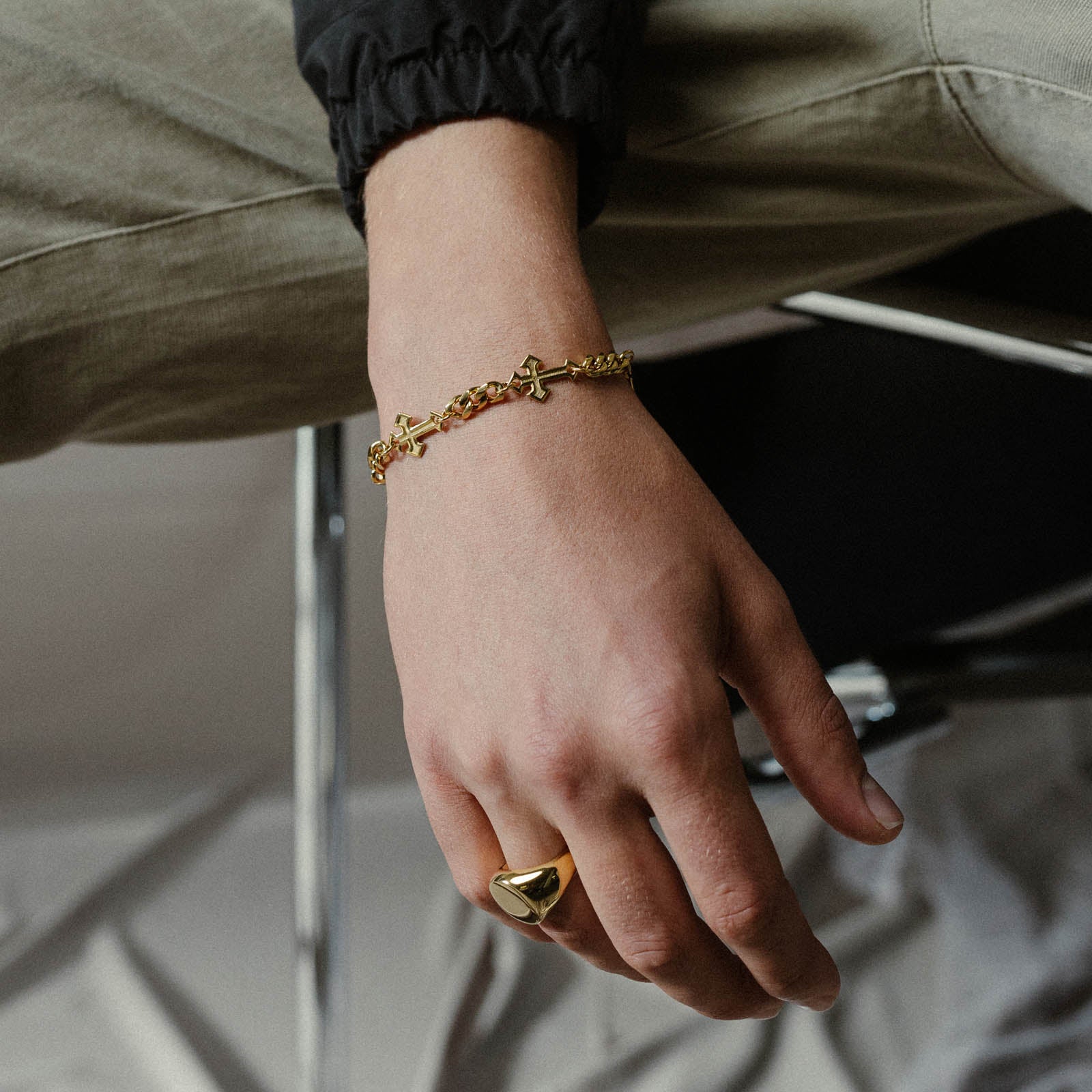 K12 - GOLD GOTHIC CROSS BRACELET - Image 4