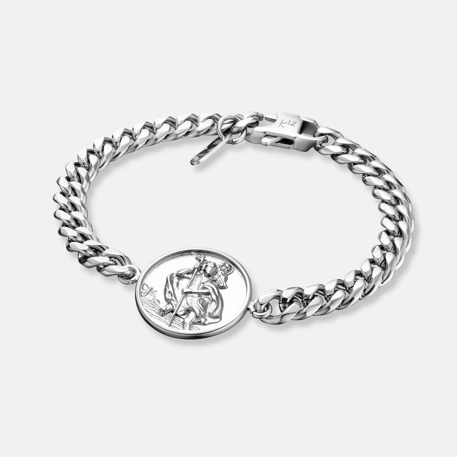 K12 - SILVER CHRISTOPHORUS CUBAN BRACELET - Image 2