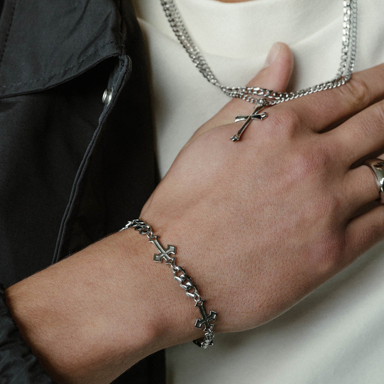 K12 - SILVER GOTHIC CROSS BRACELET - Image 6