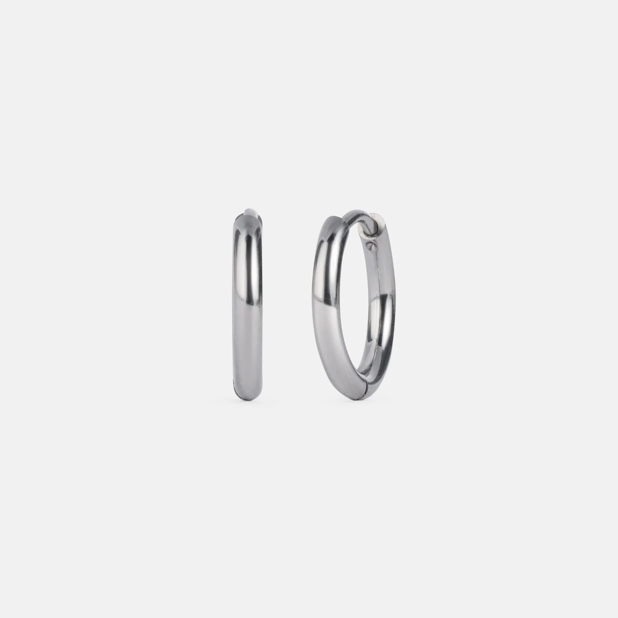 K12 - SILVER ROUND CREOLES - 2MM - Image 2